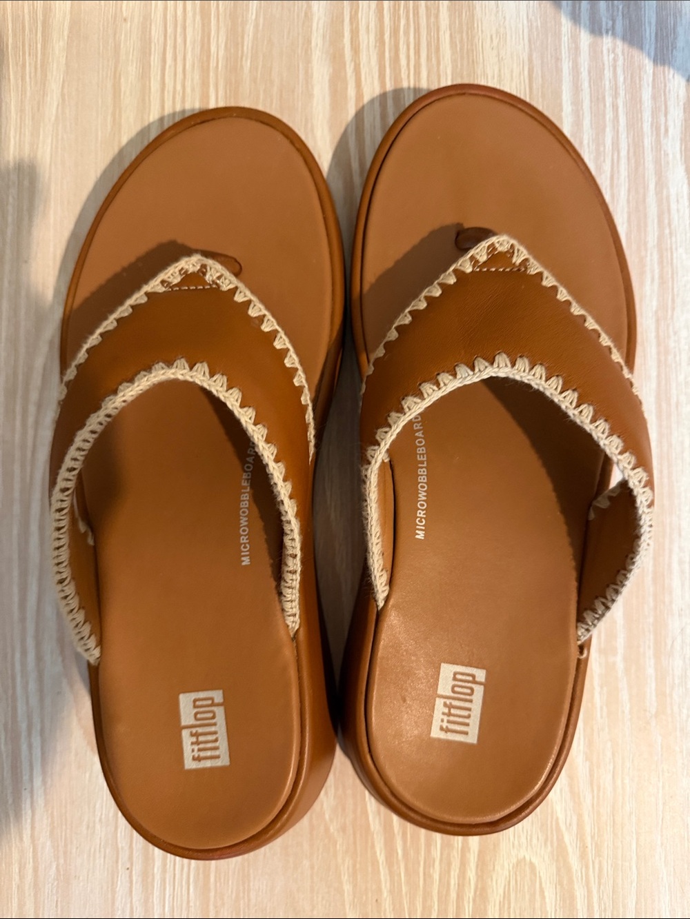 FitFlop Women's Tan Leather Slide Sandals